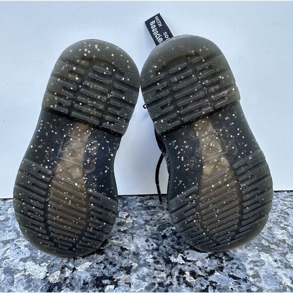 DR. MARTENS 1460T BLACK GLITTER LACE UP ZIP BOOTS KIDS SIZE 8 - Picture 4 of 8